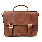 Чоловіча сумка-портфель на плече з ручкою TARWA RB-6008-3md коньячна, фото 4