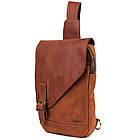 Рюкзак шкіряний слінг на одне плече RB-6403-4lx TARWA коньячний крейзі хорс, фото 4