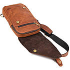 Рюкзак шкіряний слінг на одне плече RB-6403-4lx TARWA коньячний крейзі хорс, фото 6