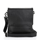 Чоловіча шкіряна сумка через плече планшет месенджер із натуральної шкіри чорна 25*24*5 см, фото 2