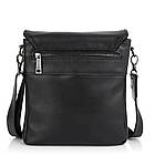 Чоловіча шкіряна сумка через плече планшет месенджер із натуральної шкіри чорна 25*24*5 см, фото 3
