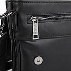 Чоловіча шкіряна сумка через плече планшет месенджер із натуральної шкіри чорна 25*24*5 см, фото 4