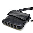Чоловіча шкіряна сумка через плече планшет месенджер із натуральної шкіри чорна 25*24*5 см, фото 9