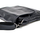 Чоловіча шкіряна сумка через плече планшет месенджер із натуральної шкіри чорна 25*24*5 см, фото 10