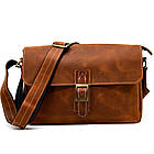 Чоловіча шкіряна сумка через плече місткий месенджер із натуральної шкіри коньячна 33*24*6 см, фото 4