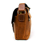 Чоловіча шкіряна сумка через плече місткий месенджер із натуральної шкіри коньячна 33*24*6 см, фото 5
