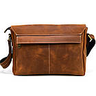 Чоловіча шкіряна сумка через плече місткий месенджер із натуральної шкіри коньячна 33*24*6 см, фото 6