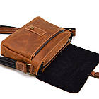 Чоловіча шкіряна сумка через плече місткий месенджер із натуральної шкіри коньячна 33*24*6 см, фото 8