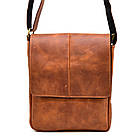 Чоловіча шкіряна сумка через плече компактний месенджер із натуральної шкіри коньячна 22*25,5*4 см, фото 2
