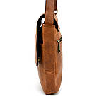 Чоловіча шкіряна сумка через плече компактний месенджер із натуральної шкіри коньячна 22*25,5*4 см, фото 3