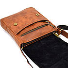 Чоловіча шкіряна сумка через плече компактний месенджер із натуральної шкіри коньячна 22*25,5*4 см, фото 6