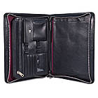 Шкіряна чорна папка органайзер портфоліо на блискавці для документів А4+ TARWA GA-1295-4lx, фото 4