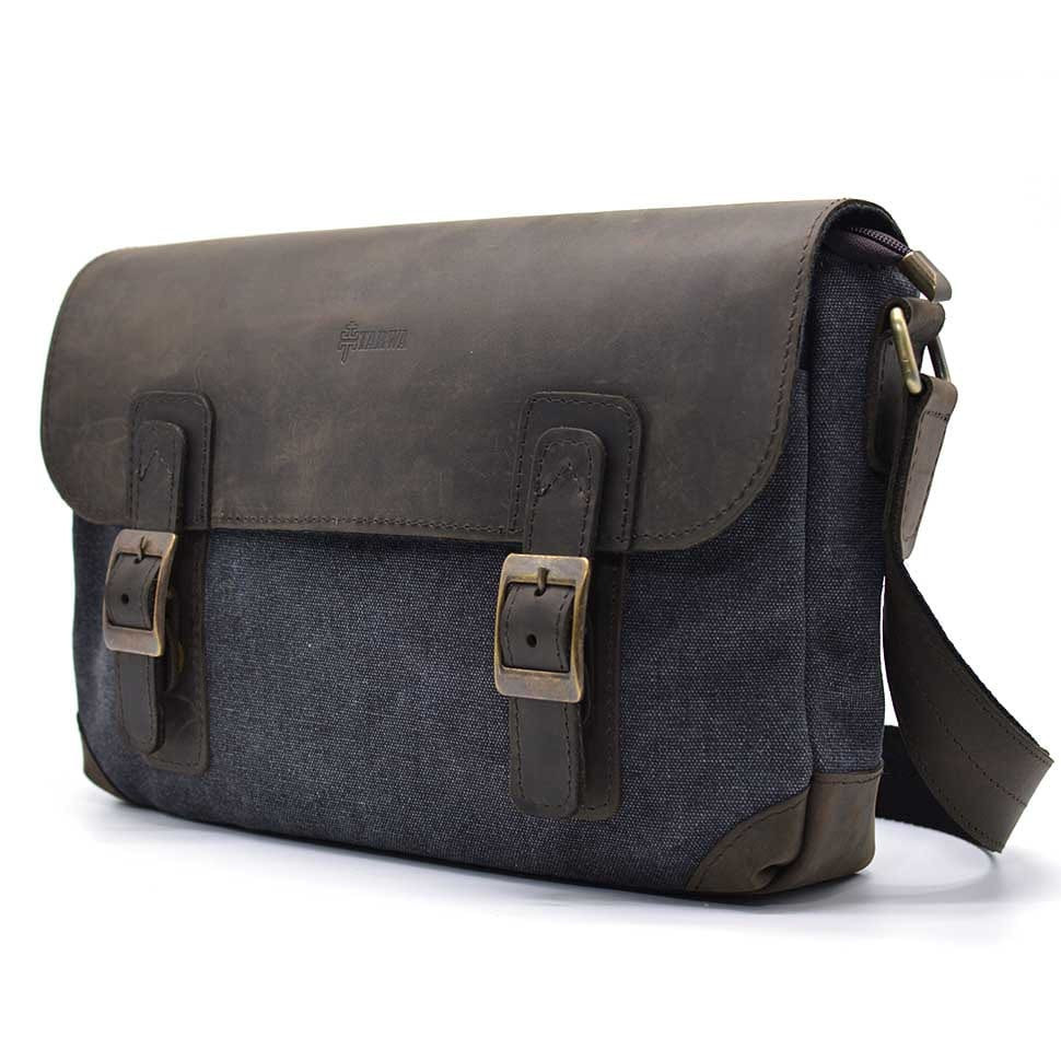 Чоловіча сумка через плече зі шкіри та канвасу RGa-6002-3md TARWA, фото 1