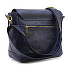 Чоловіча шкіряна сумка через плече місткий месенджер із натуральної шкіри синя 25*26*8,5 см, фото 4
