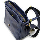 Чоловіча шкіряна сумка через плече місткий месенджер із натуральної шкіри синя 25*26*8,5 см, фото 5