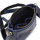 Чоловіча шкіряна сумка через плече місткий месенджер із натуральної шкіри синя 25*26*8,5 см, фото 6