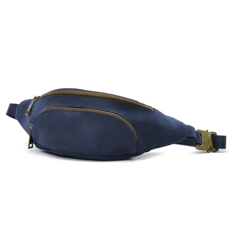 Поясна сумка бананка шкіряна синя RK-30351-3md TARWA, фото 1