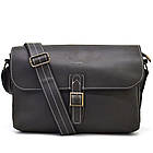 Чоловіча шкіряна сумка через плече місткий месенджер із натуральної шкіри чорна 33*24*6 см, фото 3