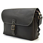 Чоловіча шкіряна сумка через плече місткий месенджер із натуральної шкіри чорна 33*24*6 см, фото 4