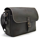 Чоловіча шкіряна сумка через плече місткий месенджер із натуральної шкіри чорна 33*24*6 см, фото 5