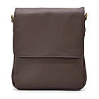 Чоловіча шкіряна сумка через плече на 2 відділи планшет із натуральної шкіри коричнева 25*24*5 см, фото 3