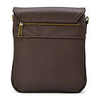 Чоловіча шкіряна сумка через плече на 2 відділи планшет із натуральної шкіри коричнева 25*24*5 см, фото 5