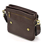 Чоловіча шкіряна сумка через плече на 2 відділи планшет із натуральної шкіри коричнева 25*24*5 см, фото 7