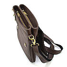 Чоловіча шкіряна сумка через плече на 2 відділи планшет із натуральної шкіри коричнева 25*24*5 см, фото 8