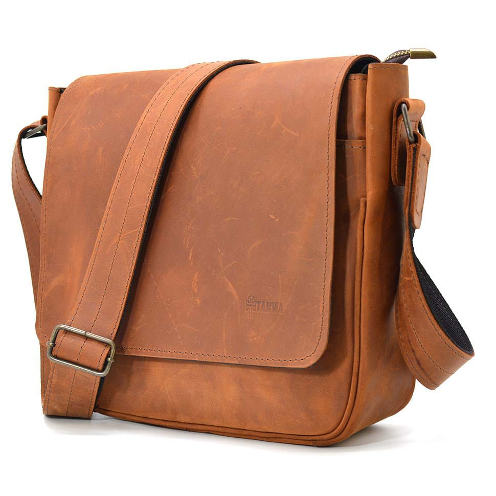 Чоловіча шкіряна сумка через плече RB-0002-3md TARWA коньячна, фото 1