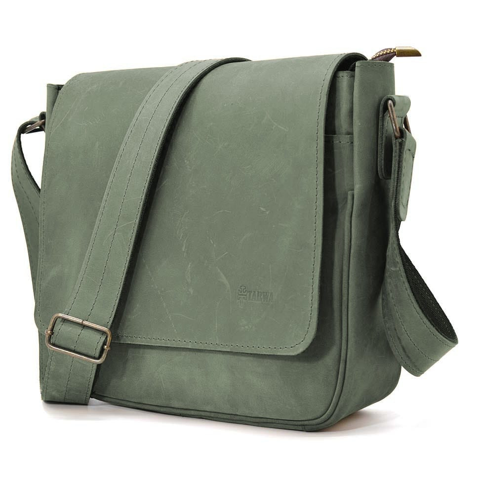 Чоловіча шкіряна сумка через плече RE-0002-3md TARWA зелена, фото 1