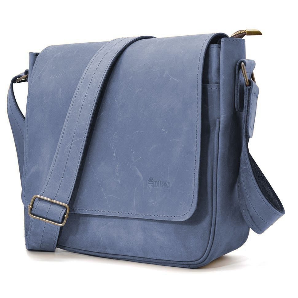 Чоловіча шкіряна сумка через плече RK-0002-3md TARWA синя, фото 1