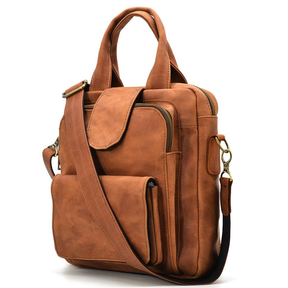 Вертикальна чоловіча сумка RB-7266-3md TARWA коньячна, фото 1