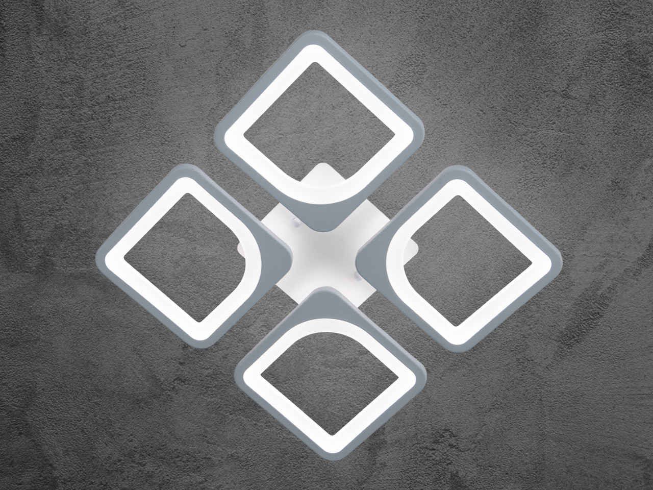 Світлодіодна смарт люстра в кухню з пультом, колір білий, 65 W на 9 м2 S8060-4WHDIM-LS, фото 1