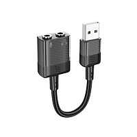 Переходник Aux Hoco LS37 Spirit 2in1 transparent external sound card USB to 3.5mm black