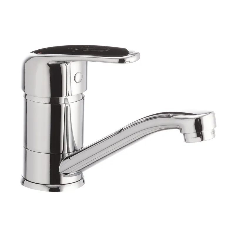 Змішувач для умивальника Cron Magic 555 (вилив 15 см) (чорна ручка) (CR0131), фото 1