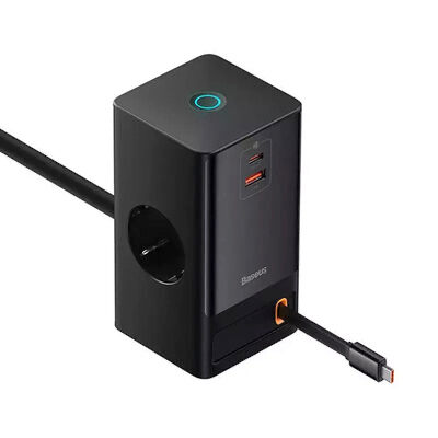 Мережевий зарядний пристрій Baseus PowerCombo Digital PowerStrip універсальний із функцією подовжувача