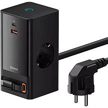 Мережевий зарядний пристрій Baseus PowerCombo Digital PowerStrip універсальний із функцією подовжувача, фото 2