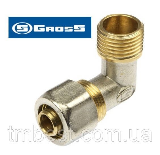 Кут 16*1/2"Н металопластиковий розбірний з зовнішньою різьбою