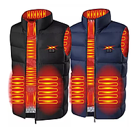 Зимняя терможилетка с электрическим подогревом, жилет с подогревом 9 зон USB. Тёплая походная куртка, М