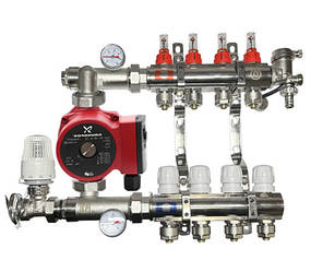 Колектор для теплої підлоги в зборі EP на 2 контури (з насосом)