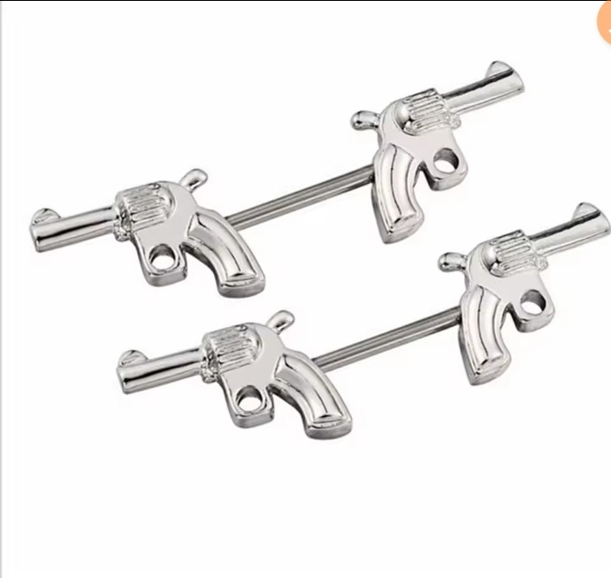 Пірсинг сосків у формі пістолета 1 пара, фото 1