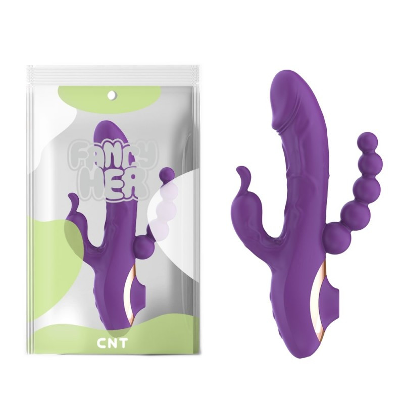 Багатофункціональний вібратор Quadruple Play Thruster Purple, фото 1