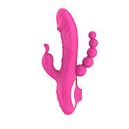 Багатофункціональний вібратор Quadruple Play Thruster Rose, фото 2