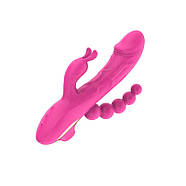 Багатофункціональний вібратор Quadruple Play Thruster Rose, фото 5