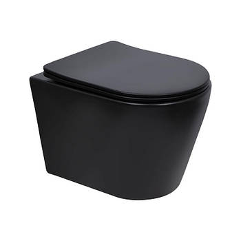 Унітаз підвісний Qtap Scorpio Ultra Quiet із сидінням із сидінням Soft-Close MATT BLACK QT14332380AMB
