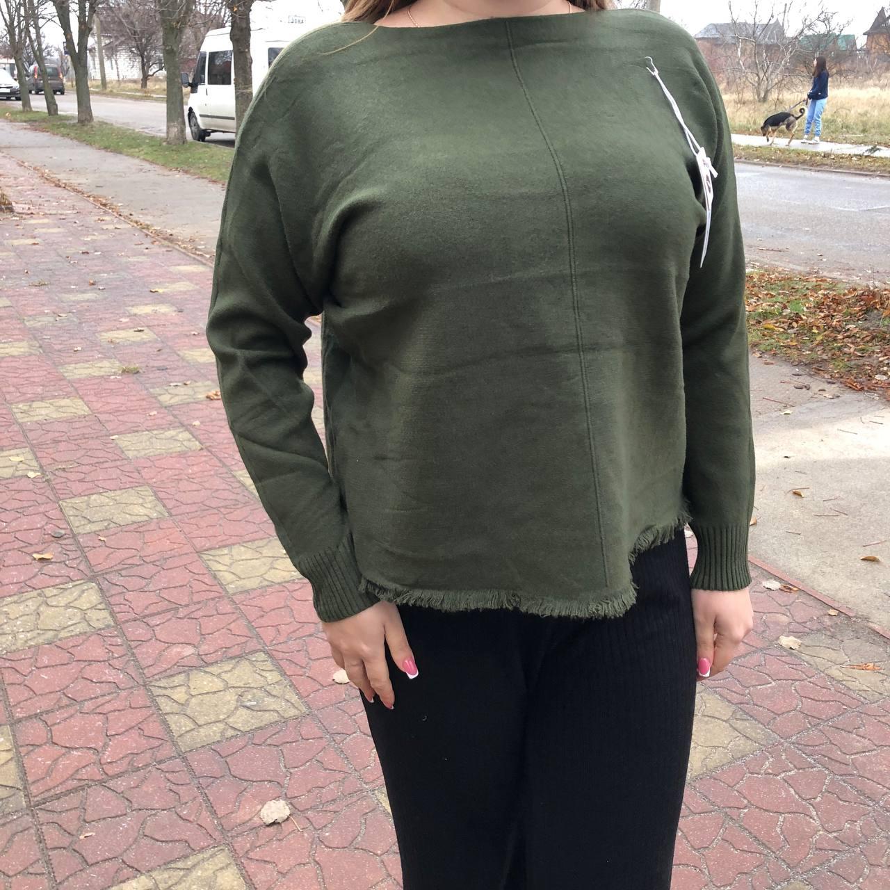 Жіночий теплий светрик "Kiss me" Туреччина Art: 8062 2XL/3XL(54-58)Хаки, фото 1