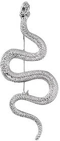 Брошка у формі змії, срібного кольору, символ нового року