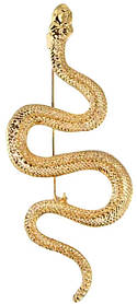 Брошка змія, символ 2025, золотистого кольору з біжутерняного сплаву