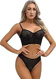 Комплект жіночої білизни чорного кольору трусики та ліф з кісточками, фото 5
