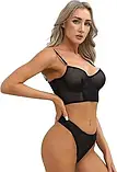 Комплект жіночої білизни чорного кольору трусики та ліф з кісточками, фото 7
